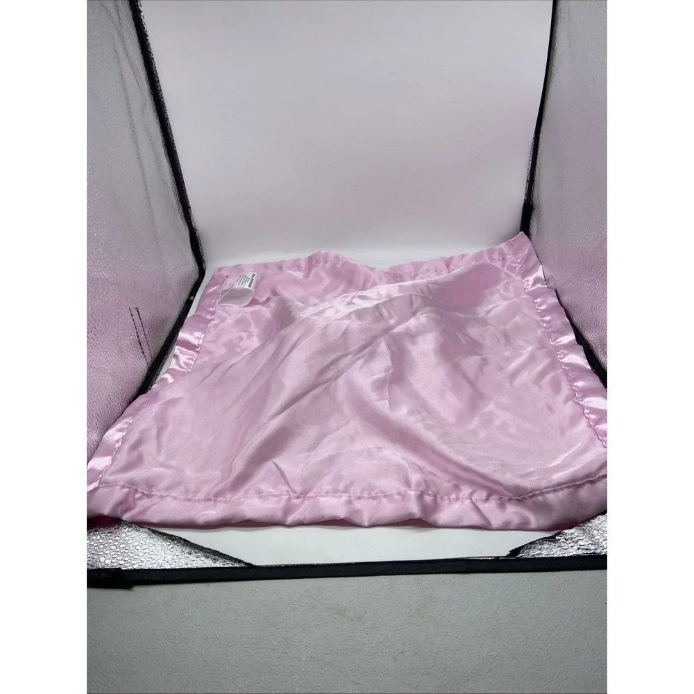 Pro Goleem Pink Bunny Security Blanket Minky Dot Satin Trim Lovey 16x16
